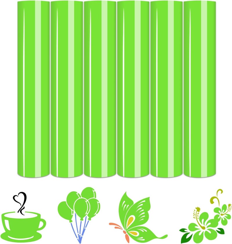 Tintnut Green Flash Color Heat Transfer Vinyl -6 Sheets 12"x10" Bright Color Iron on Vinyl for T-Shirts Clothing Bags HTV Vinyl for All Cutting Machine - Image 1